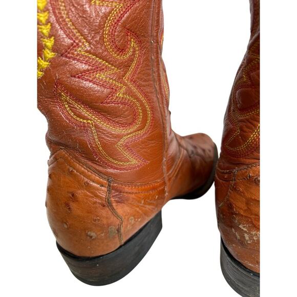 R&R Western Wear Men\'s Ostrich Cowboy‎ Exotic Leather Boots ~Size 7 main image 5